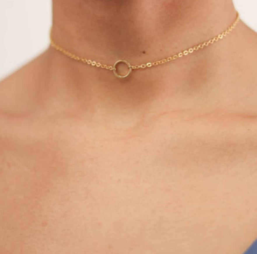 Chain metal ring short necklace 126374595157
