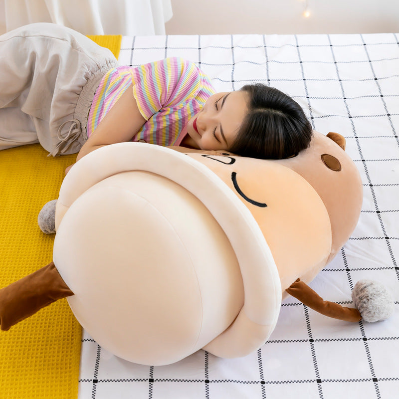Simulation Milk Tea Cup Cute Expression Pillow Plush Toys 1279591051585