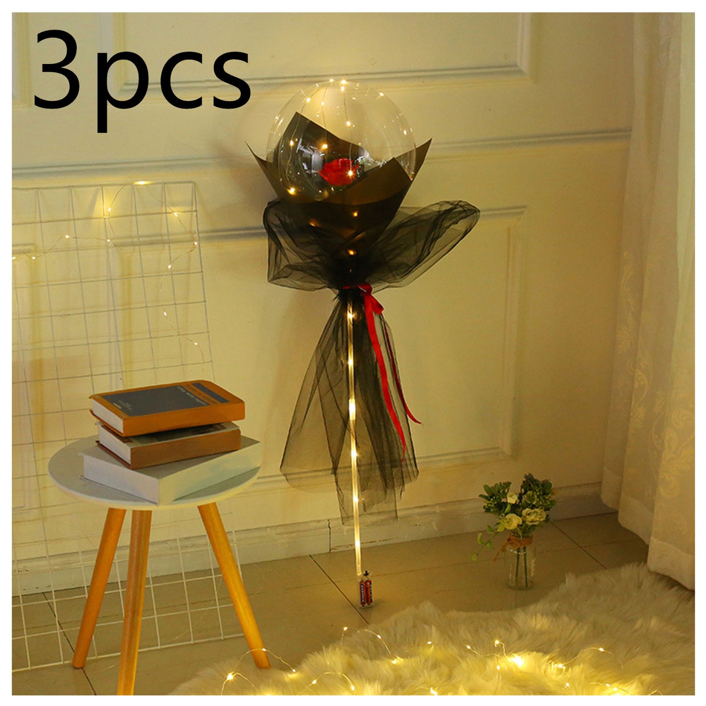 LED Luminous Balloon Rose Bouquet Transparent Bobo Ball Rose 1280520133414