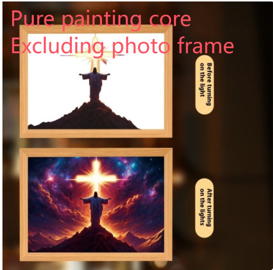 Jesus LED Light Painting Home Decoration Light Painting Photo Frame Led Night Light Room Decor Christmas Gifts Moon Lamp 12ae