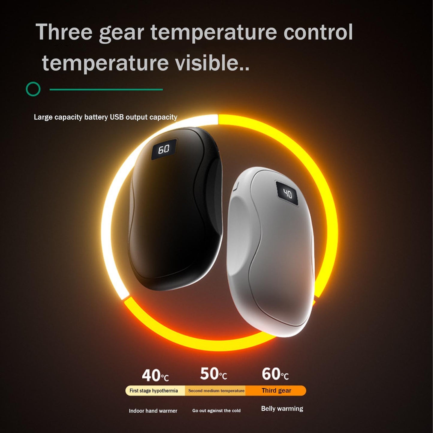 Electric Hand Warmer Reusable Warmer Hand Digital Display USB Rechargeable Power Bank For Winter Camping Hunting Outdoor - 图片 4