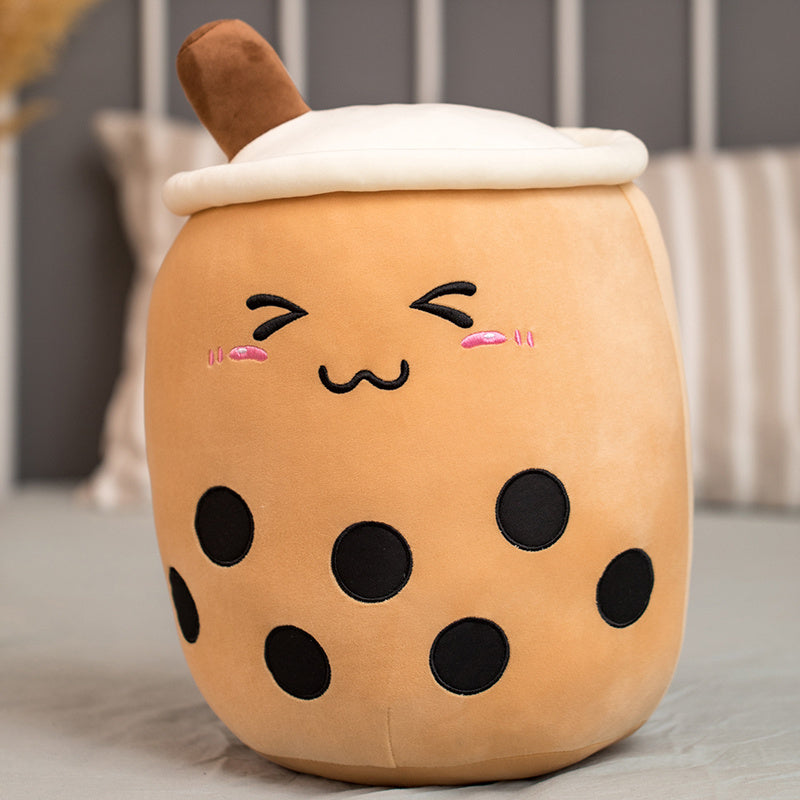 Unique Soft Teddy Plush Boba Milk Tea Plushie Toy Stuffed Fruit Shape Taste Milk Tea Hug Pillow Balls Boba Tea Cup Cushion Ki