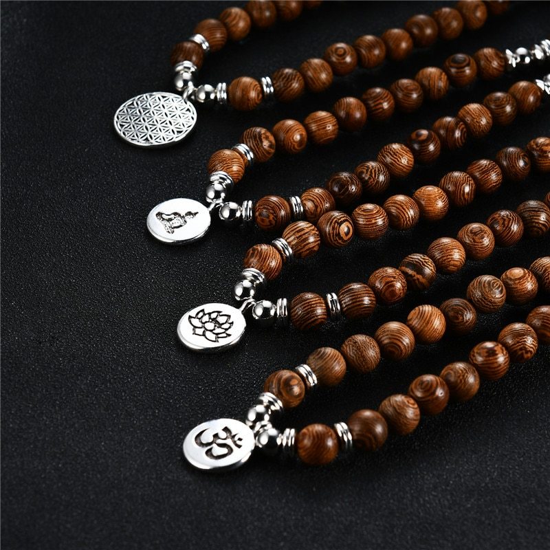 108 wooden beads bracelet necklace - HD Wireless Product #1