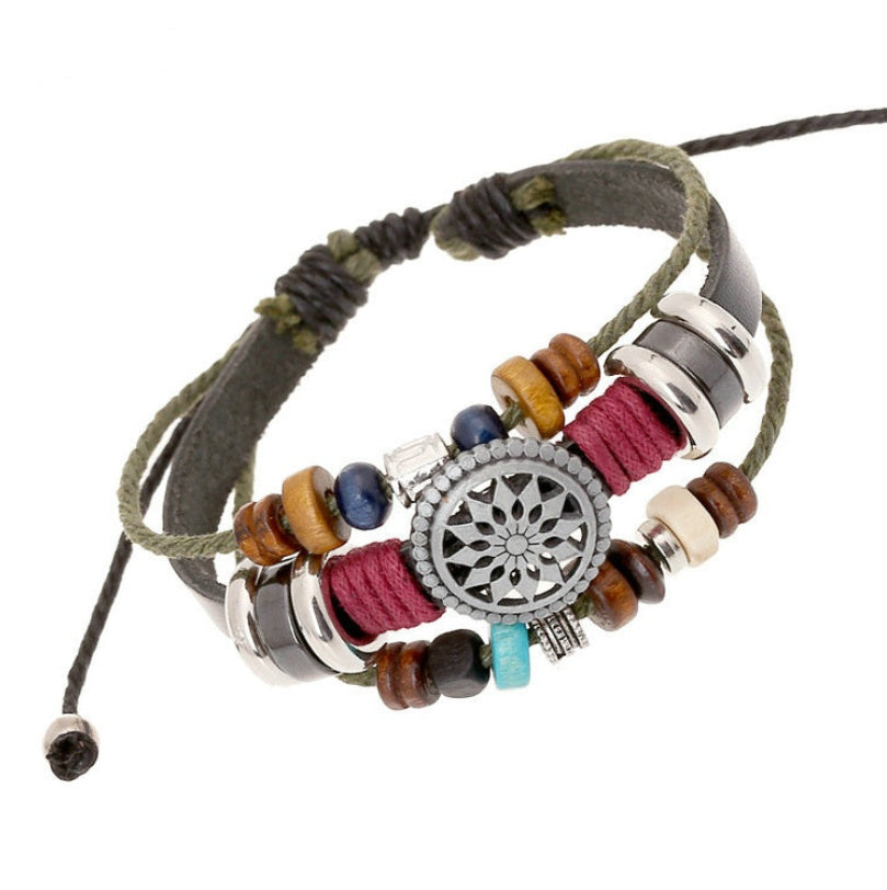 new retro multi-layer beaded bohemian bracelet manufacturers supply hand-woven leather bracelet wholesale 1326484869373