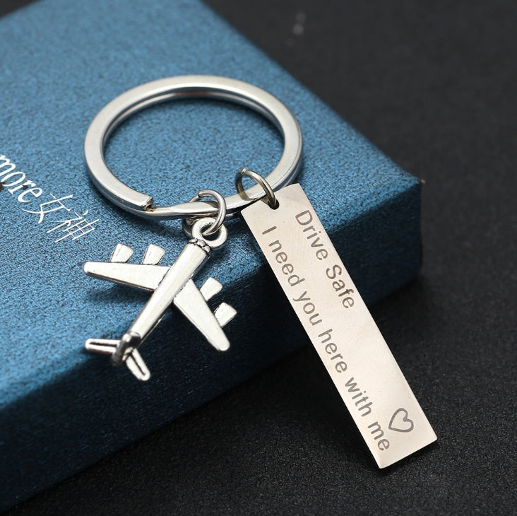 8 Styles Stainless Steel Key Chain Drive Safe I Need You Here With Me Keychain Couples Jewelry Engraved Car Key Chain SP1456 - HD Wireless Product #9