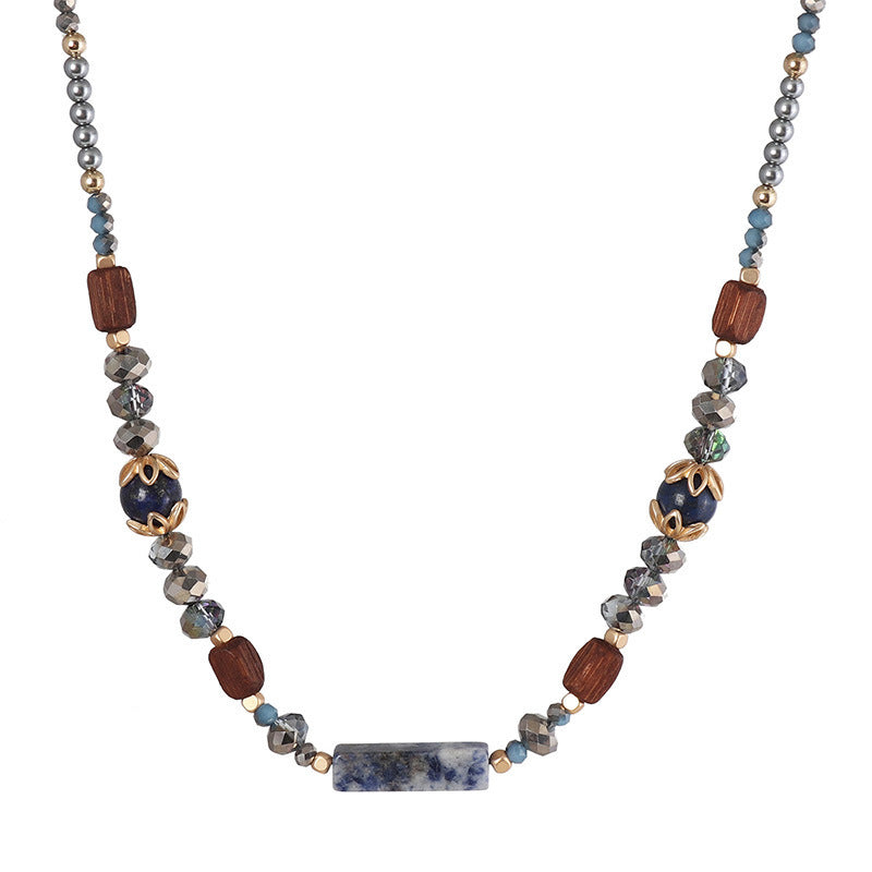 Trendy Design Blue Point Stone Rectangular Beaded Necklace 134b8efb 5803 47b3 bbe8 c8d213390290