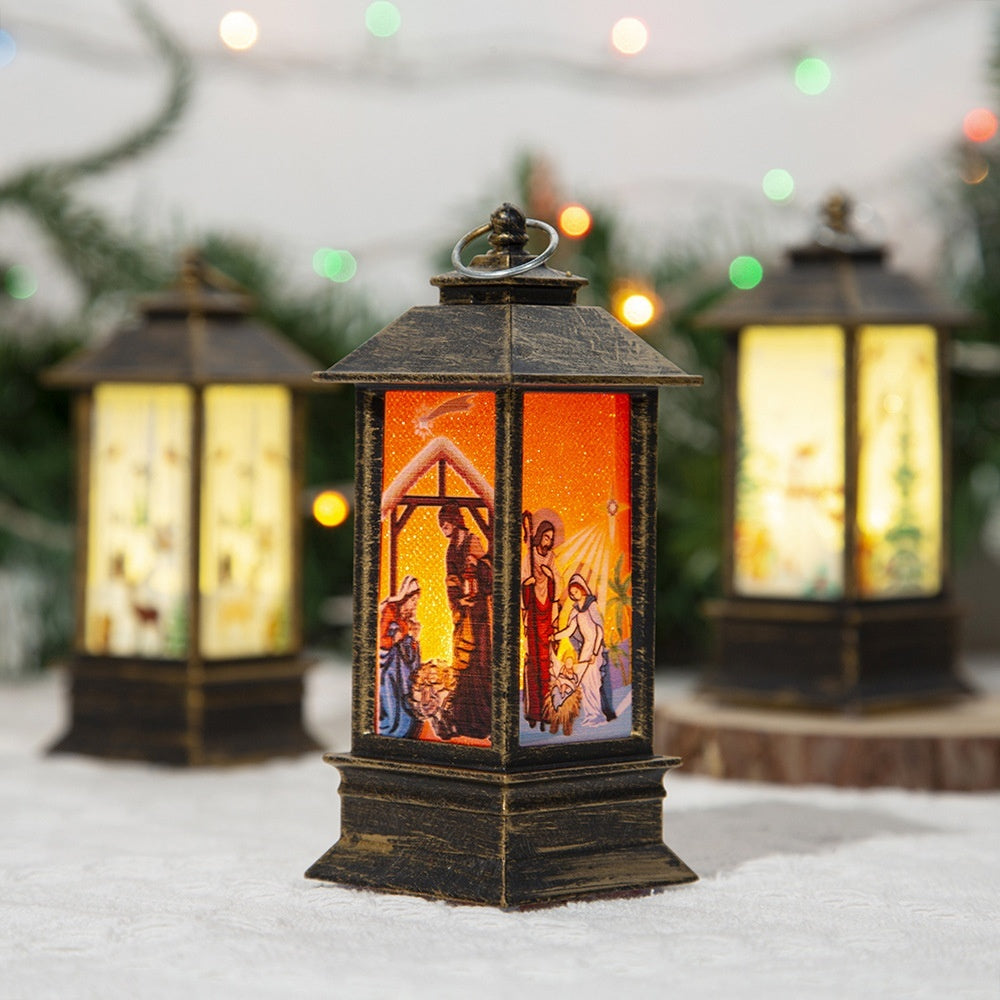 Christmas Portable Oil Lamp Santa Claus LED Night Lights Battery Powered Indoor Outdoor Hanging Lanterns Festive Party Decora