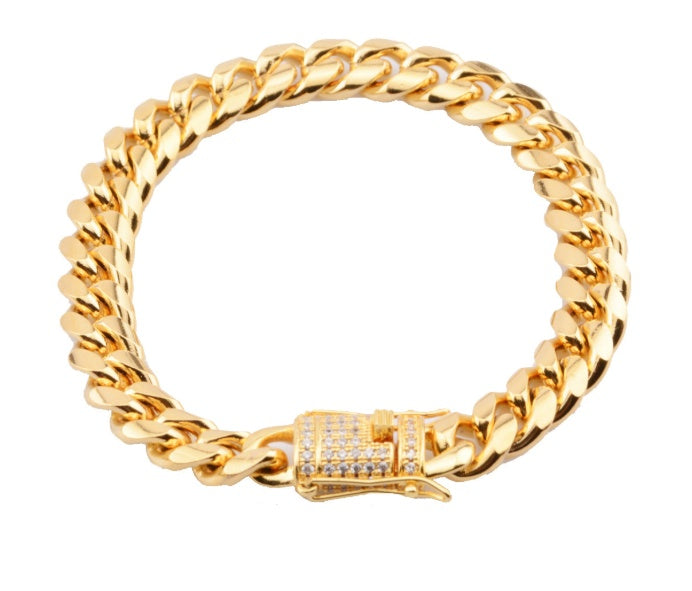 8-18mm wide stainless steel cuban Miami chains necklaces CZ Zircon box lock big heavy gold chain for men Hip Hop Rock jewelry - HD Wireless Product #12