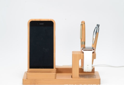 Compatible with Apple , Bamboo, wood andMobile applewatch bracket charging wooden bracket multi-function flat cell phone base - 图片 5
