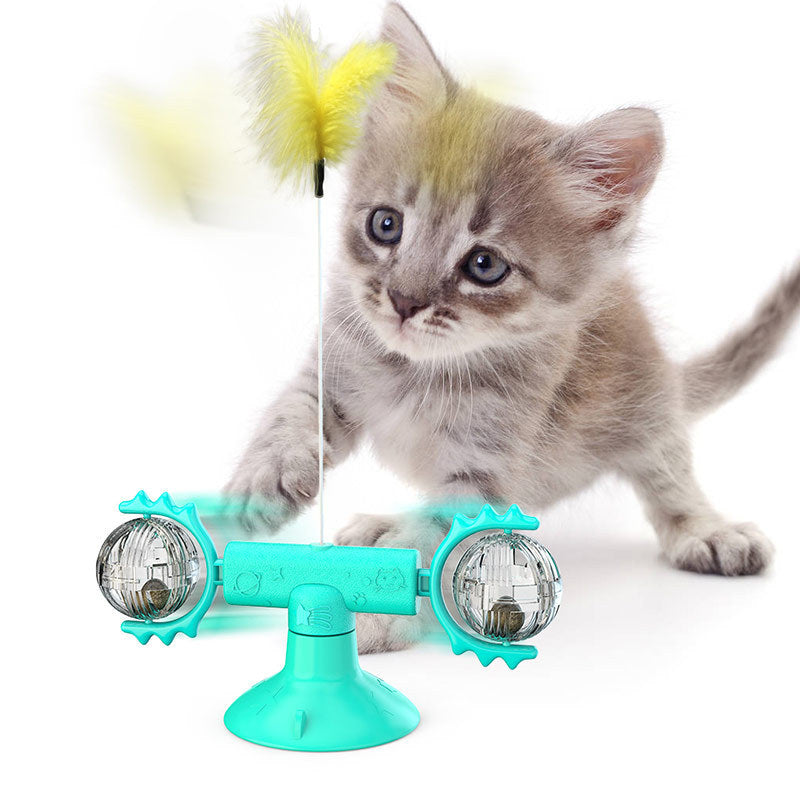 Cat Rotating Windmill Multi-Function Toys Itch Scratching Device Teeth Shining Toy 13928714185473