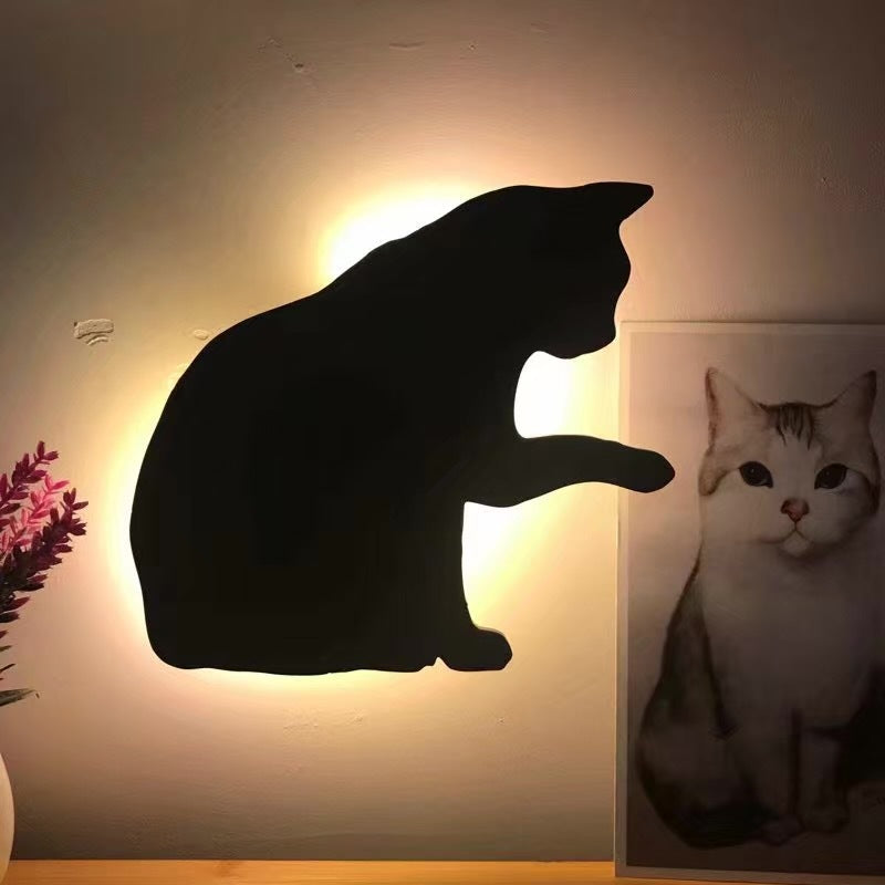 LED Animal Dog Cat Night Light Kitten Smart Sound Sensor Control Wall Lamp Home Corridor Balcony Night Lamp Baby Kids Sleep L