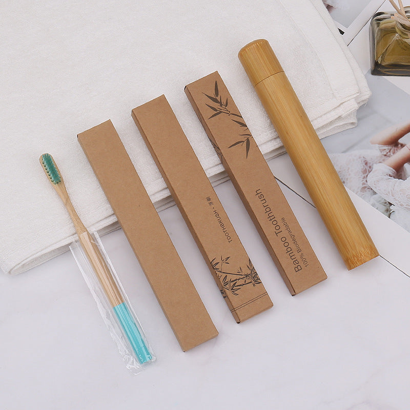 Natural bamboo handle round bamboo toothbrush 14194056649674