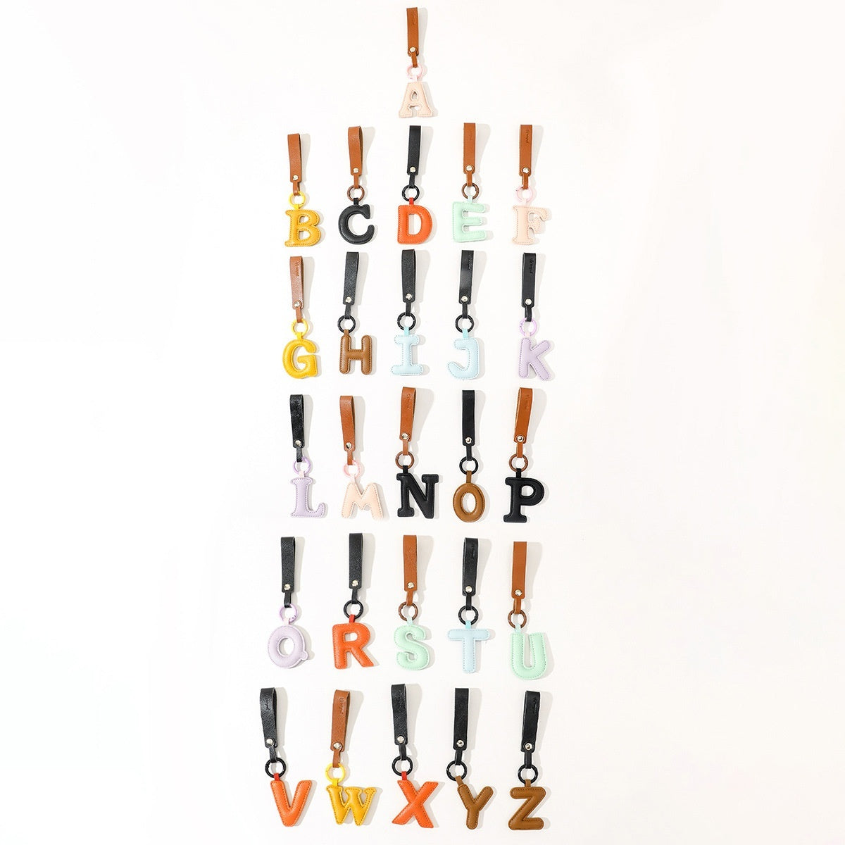 Fashion All-Match 26 Full Letter Leather Key Chain Pendant 1423945c 1b59 4909 8fa1 0e254cd63865