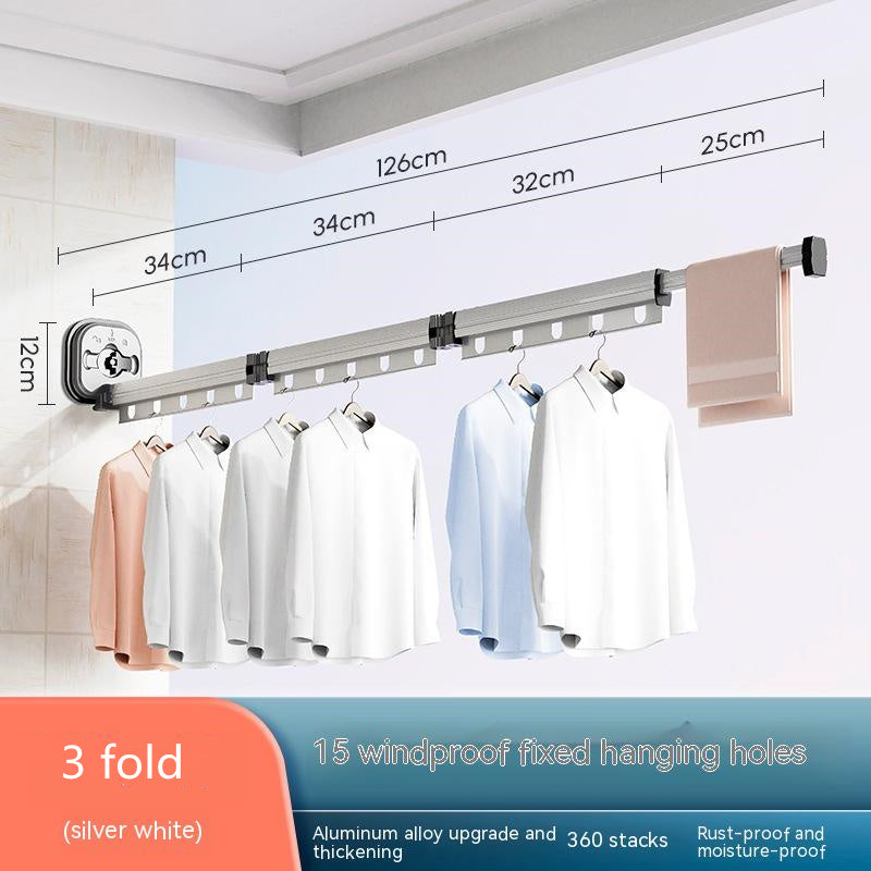 Suction Cup Folding Clothes Hanger Indoor Home Balcony Aluminum Retractable Drying Rack No Punching Folding Clothes Hanger 14