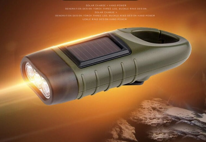 Solar hand-cranked flashlight 1448395010187