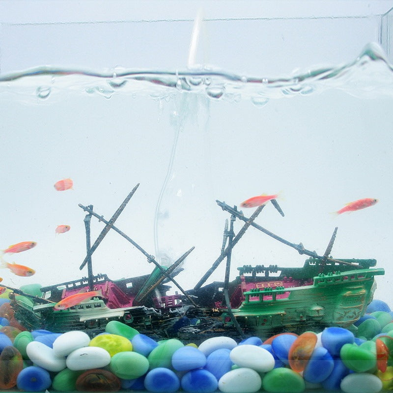 American Seahorse Pneumatic Fish Tank Decoration Aquarium Scenery Package Aerobic Toys Deep Sea Rotten Ship Sunk 146207136156