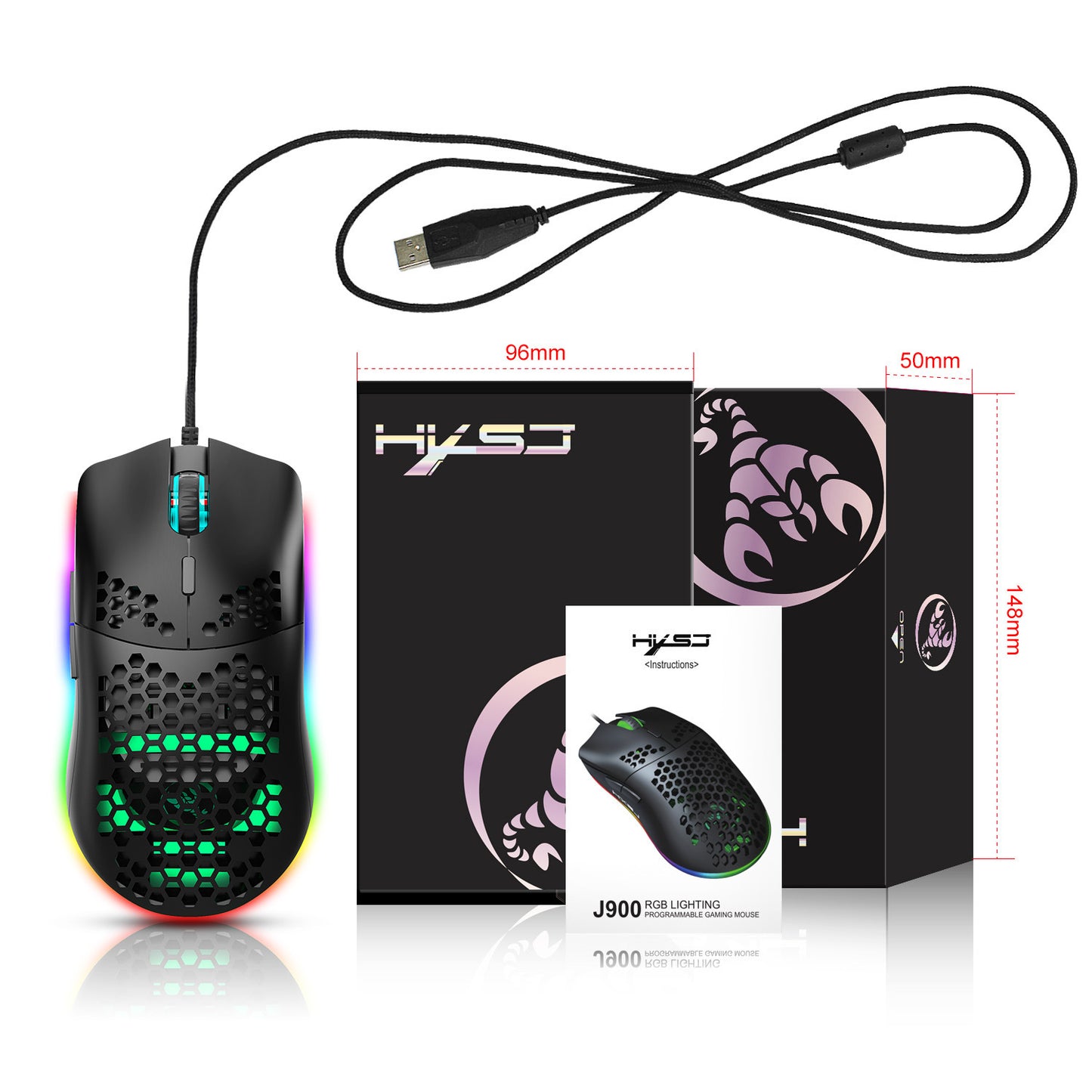 Lightweight Honeycomb Shell Hole Game Wired Mouse - 图片 9