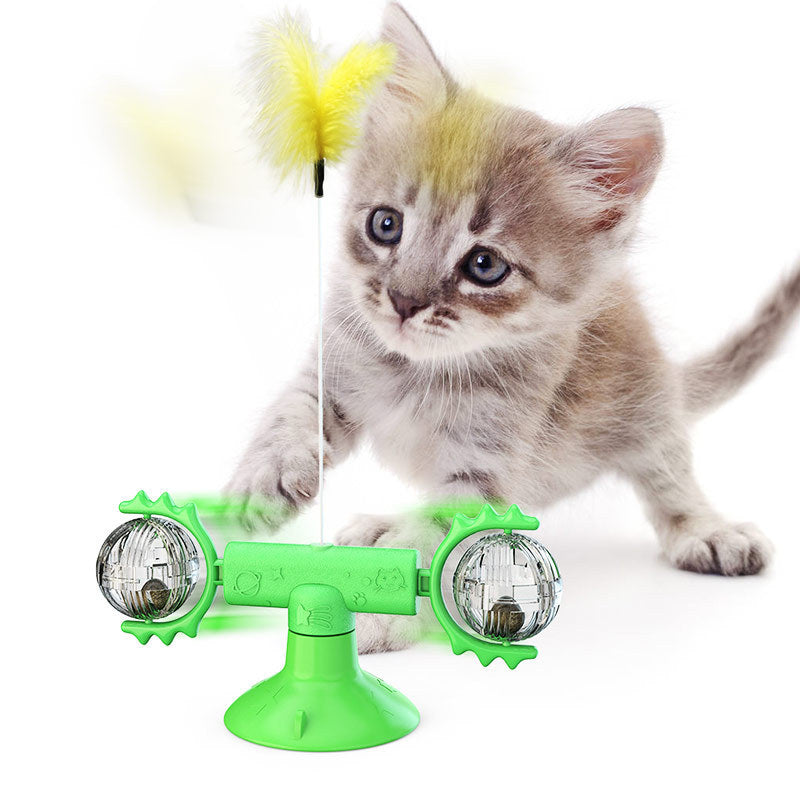 Cat Rotating Windmill Multi-Function Toys Itch Scratching Device Teeth Shining Toy 1482764134304