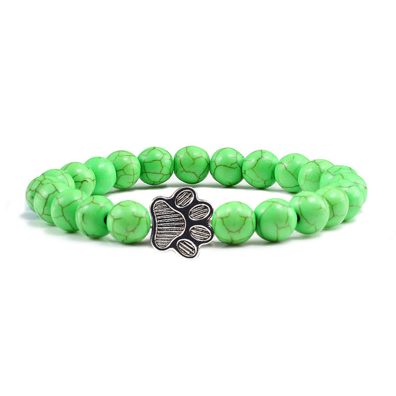 Cat Claw Bracelet Natural Turquoise Weathered Micro Inlay Bracelet 8MM Beaded Bracelet 1497887439643