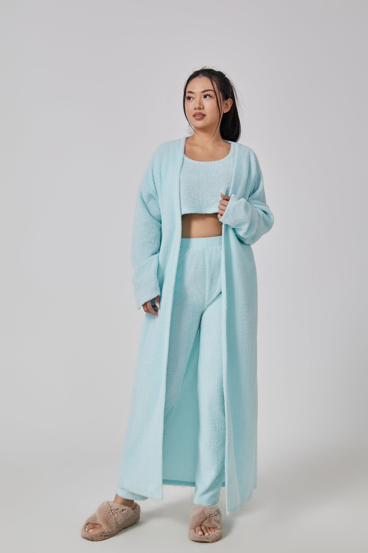 Cozy Pajama Set, 3 Piece Lounge Set, Cute Loungewear, Warm Suit Sets, Matching Set, Lounge Set, 3 Piece Pant Sets, Women Winter Dress