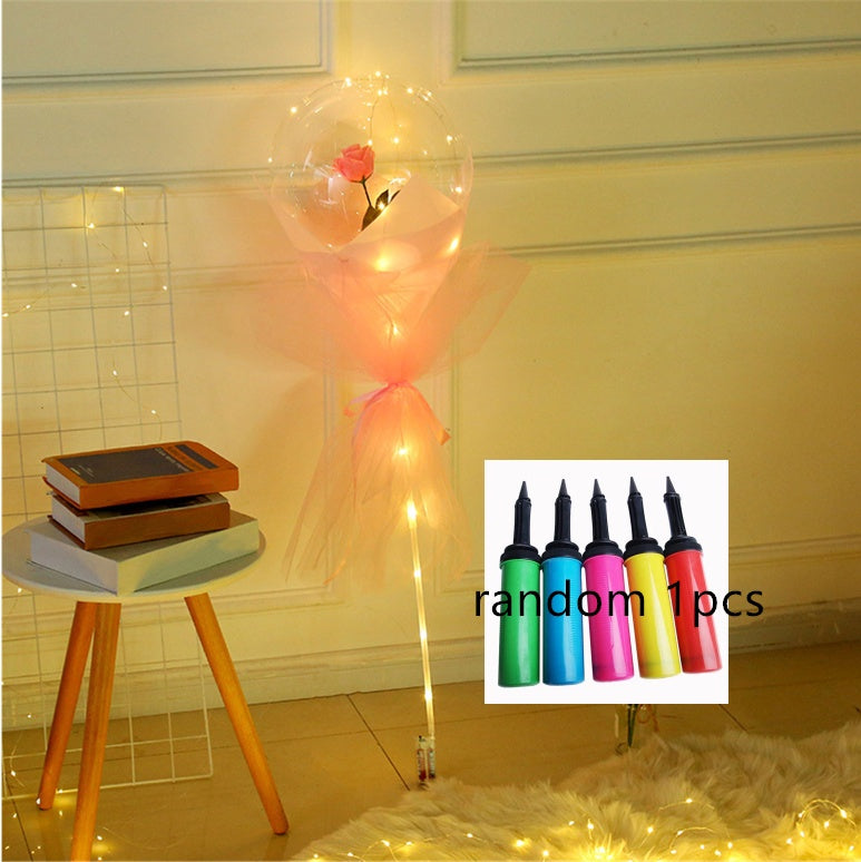 LED Luminous Balloon Rose Bouquet Transparent Bobo Ball Rose 1512708156807