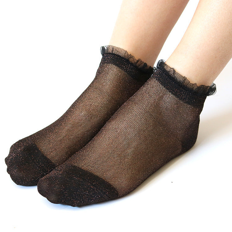 Ladies glitter lace socks 153310922977