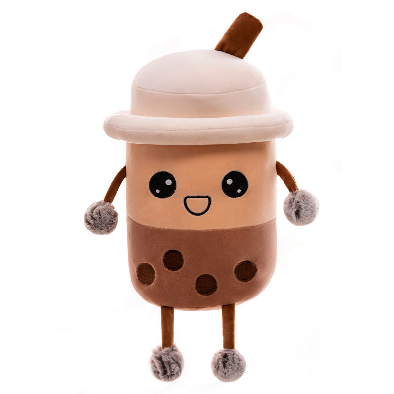 Simulation Milk Tea Cup Cute Expression Pillow Plush Toys 157527770272