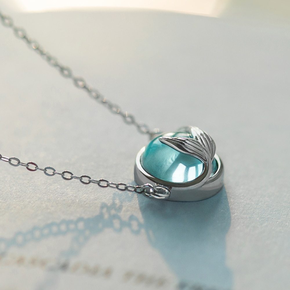 Mermaid bubble 925 silver necklace female net red ins pendant to send girlfriend temperament clavicle necklace 1598782908090