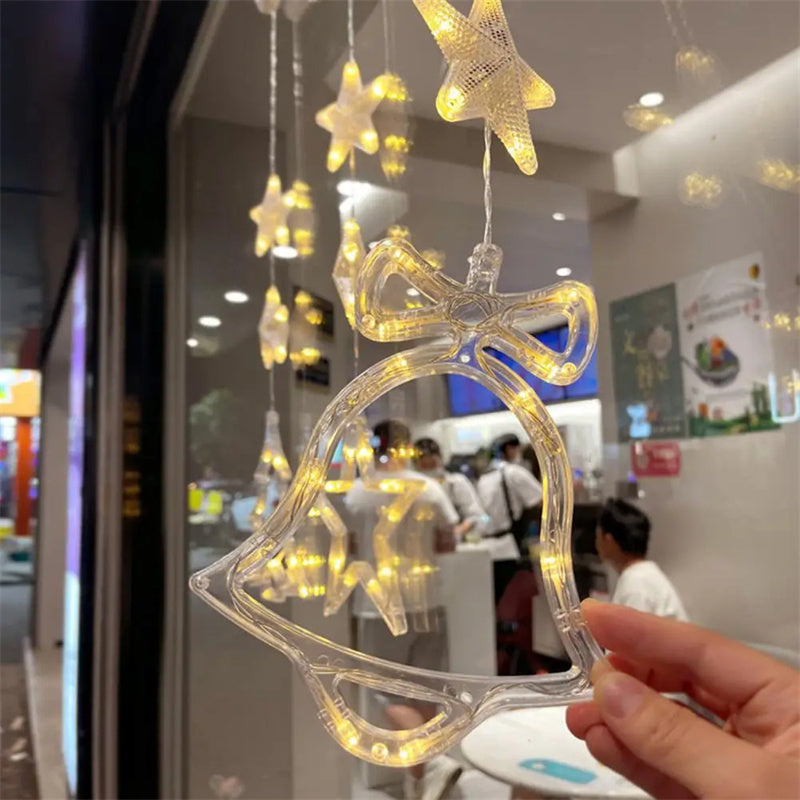 Christmas 3pcs LED Light Star Xmas Tree Hanging Sucker Lamp Window Ornaments Decoration For Home Xmas Navidad New Year Decor