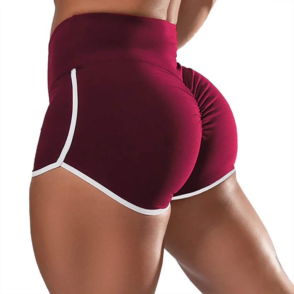 Sexy Solid Color High Waist Sports Running Tight Hip Shorts 1612434678183