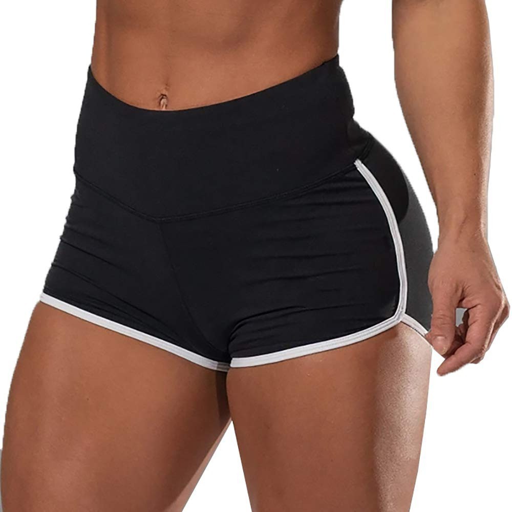 Sexy Solid Color High Waist Sports Running Tight Hip Shorts 1612434678192