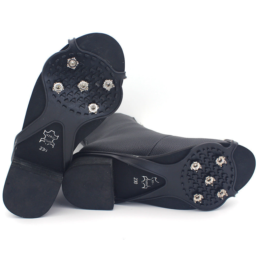 Unisex Men 5 Teeth Ice Gripper For Shoes Crampons Ice Gripper Spike Grips Cleats For Snow Studs Non-Slip Climbing Hiking Cove