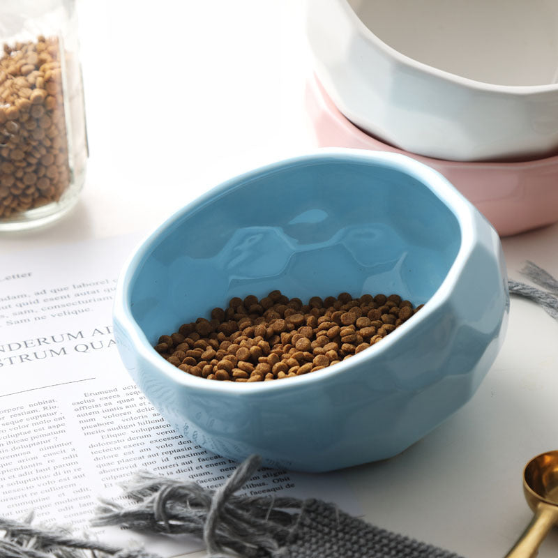 Cat And Dog Rice Bowl Water Bowl Teddy Large Capacity Oblique Mouth Rice Bowl 1613790306640