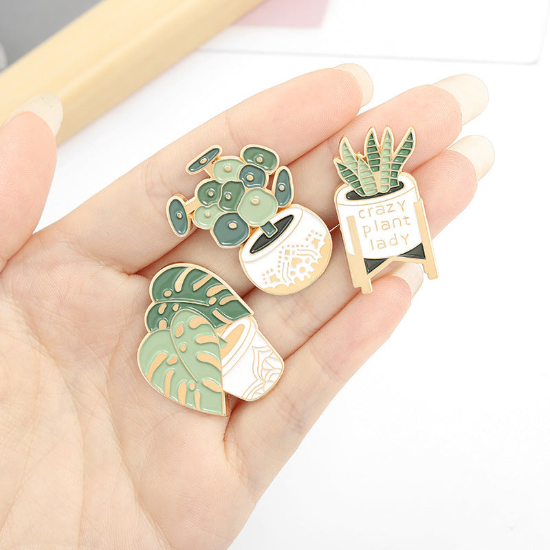 Cartoon Plant Potted Alloy Letter Brooch 1614063288998