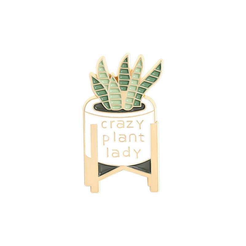 Cartoon Plant Potted Alloy Letter Brooch 1614063605547