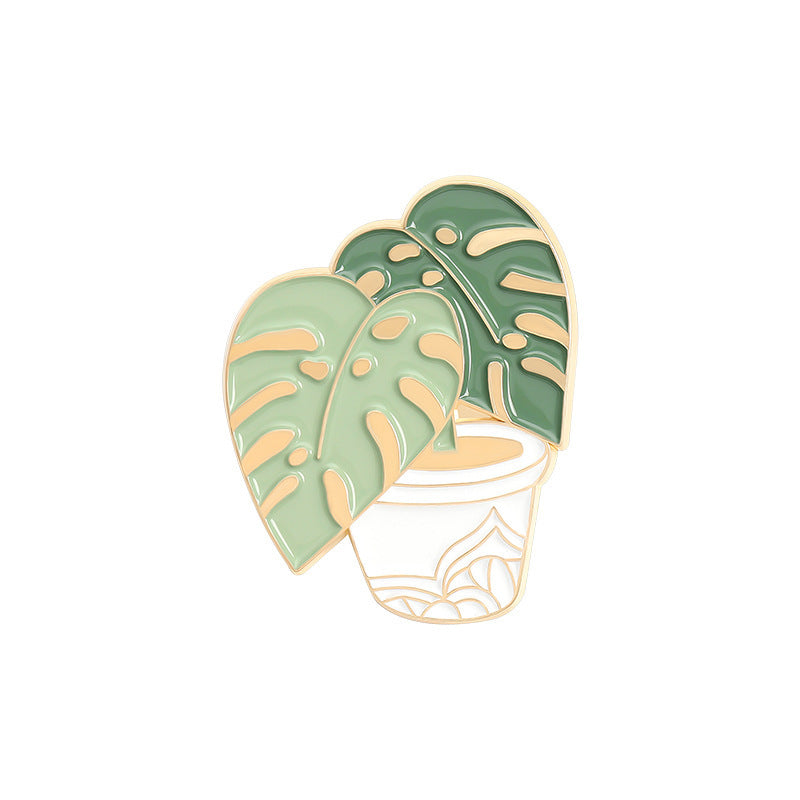 Cartoon Plant Potted Alloy Letter Brooch 1614063615267