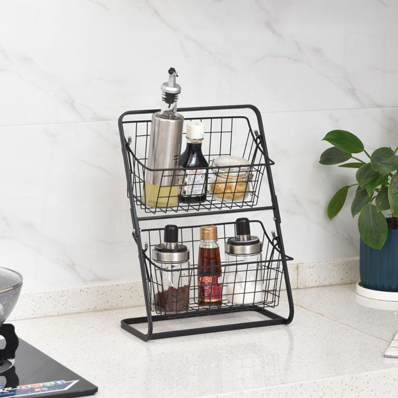 Stainless Steel Countertops Multilayer Spice Rack Fruit Kitchen Storage Kitchen Storage Rack 1614156727092