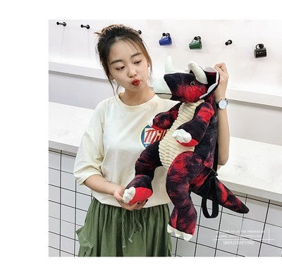 Simulation big dinosaur children's backpack creative new cartoon toy dinosaur bag plush toy bag factory direct supply 1614920
