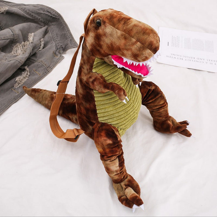Simulation big dinosaur children's backpack creative new cartoon toy dinosaur bag plush toy bag factory direct supply 1614920