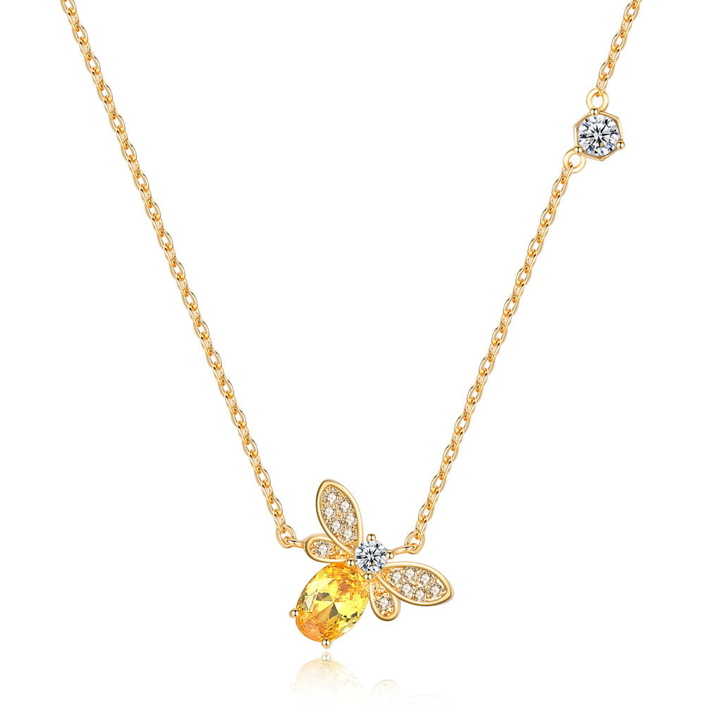 Little Bee Wings Pendant Necklace Ladies Trendy Clavicle Sweater Chain