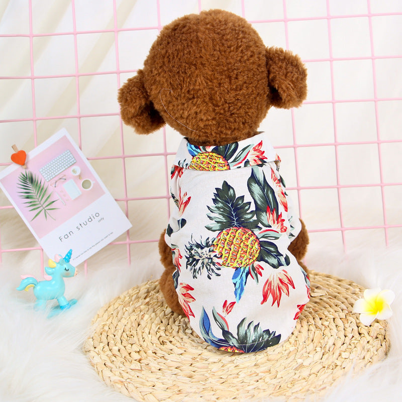 Hawaiian Teddy Small Dog Dog Shirt Cloth Cat Clothes 1615117581474
