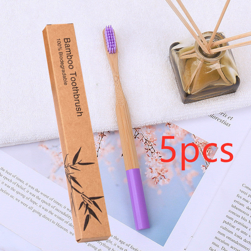 Natural bamboo handle round bamboo toothbrush 1615551381977
