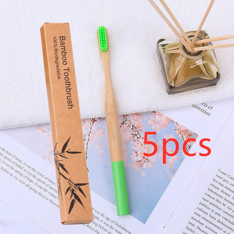 Natural bamboo handle round bamboo toothbrush 1615551382258