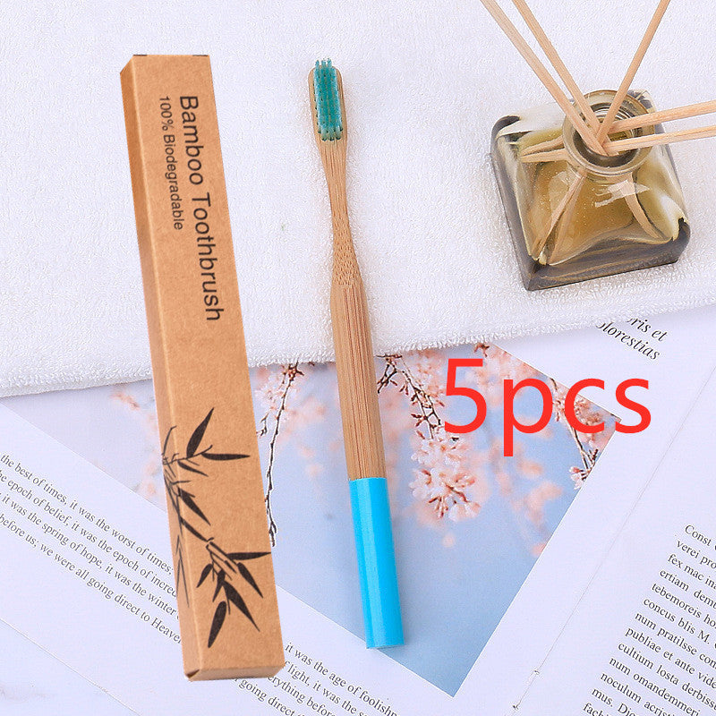 Natural bamboo handle round bamboo toothbrush 1615551382264
