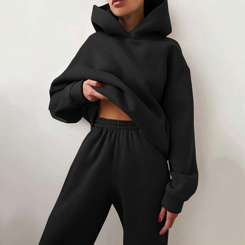 Simple Solid Color Hooded Casual Suit 1615723689305