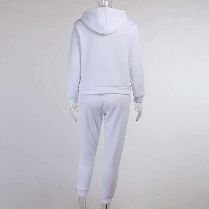 Simple Solid Color Hooded Casual Suit 1615723689319