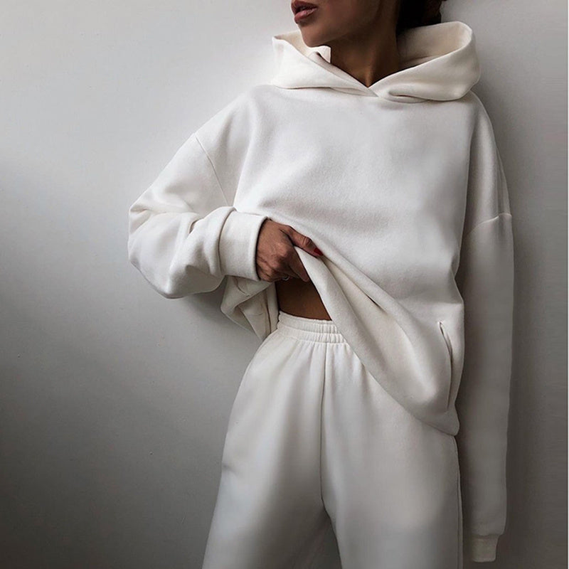 Simple Solid Color Hooded Casual Suit 1615723689329