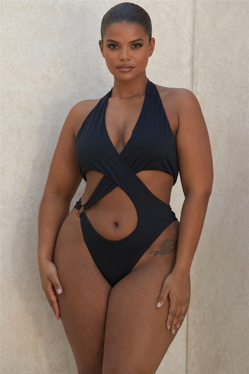 European and American Fashion One-piece Sexy Slim Solid Color Swimsuit 1616555501035