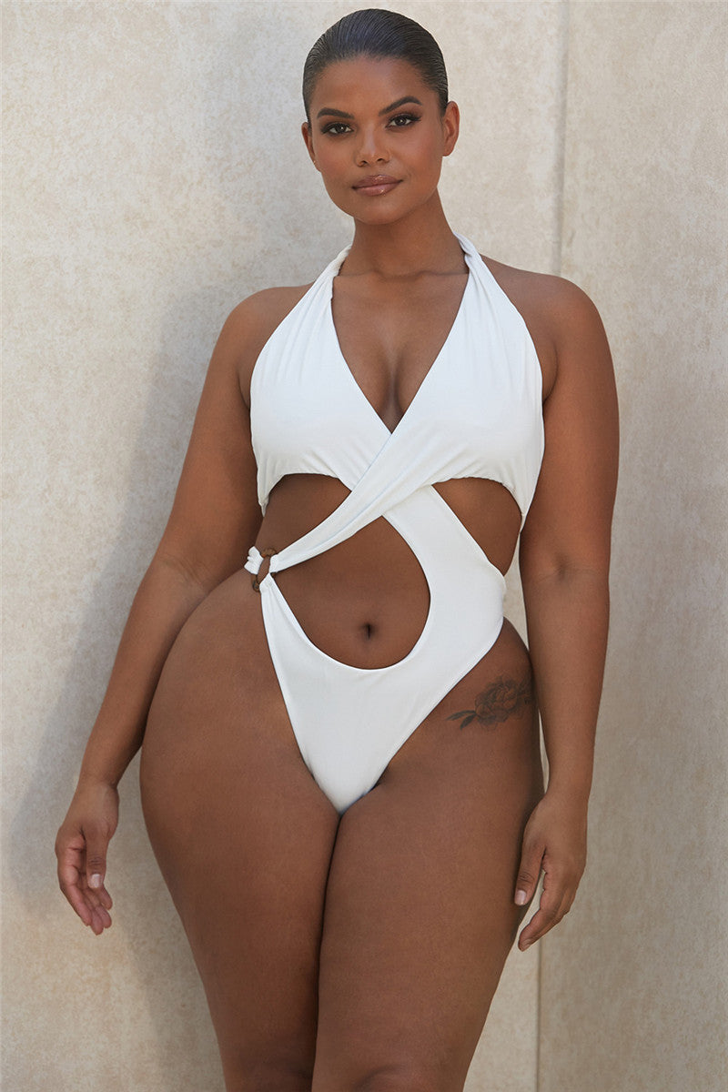 European and American Fashion One-piece Sexy Slim Solid Color Swimsuit 1616555501050