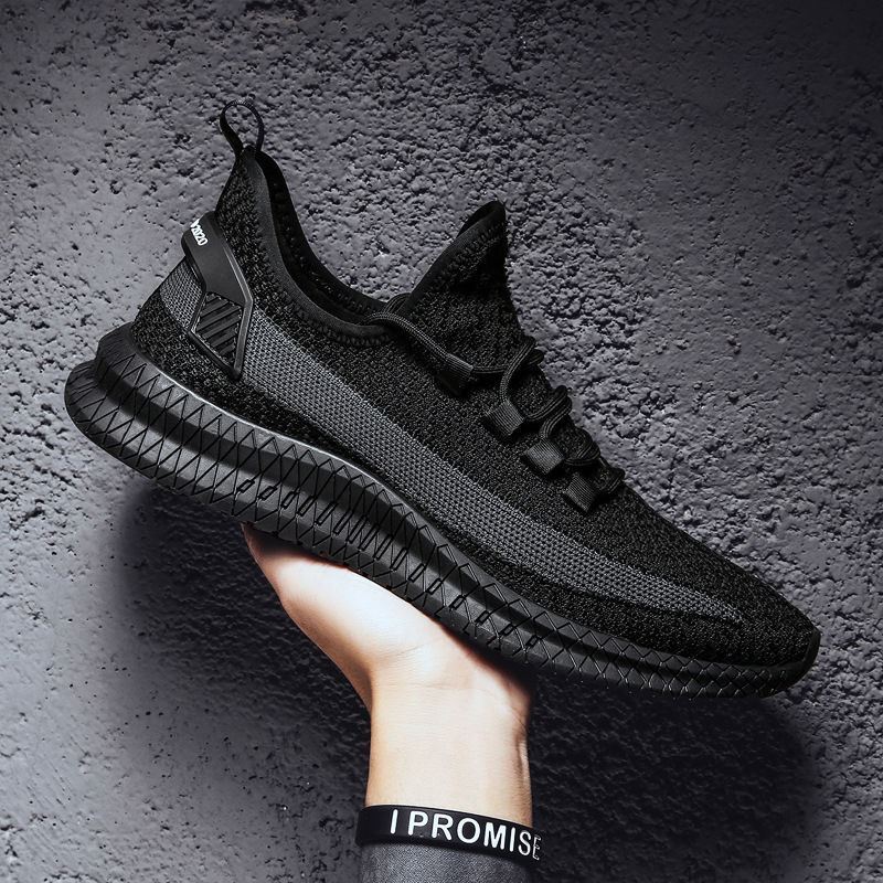 All Black Work Shoes Men's Mesh Men's Shoes Breathable Lightweight Mesh Shoes Summer Mesh Sports Casual Shoes 1616641829049